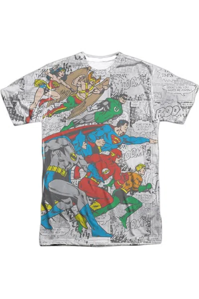 Gildan Dc Comics Face Off Short Sleeve Adult Poly Crew Tee / T-shirt In White