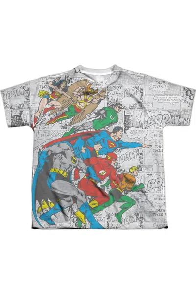Gildan Kids' Dc Comics Face Off Short Sleeve Youth Poly Crew Tee / T-shirt In Multi