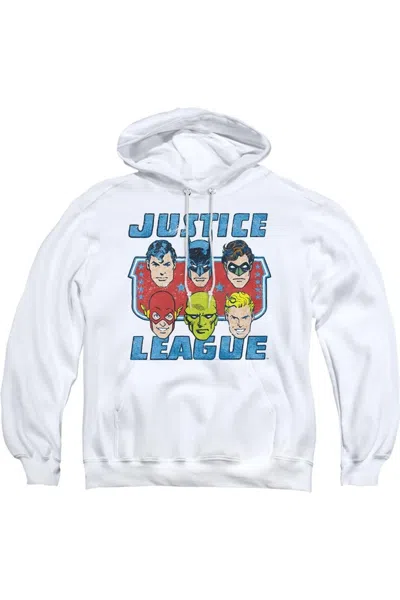 Gildan Dc Comics Faces Of Justice Adult Pull Over Hoodie / Hooded Sweatshirt In White