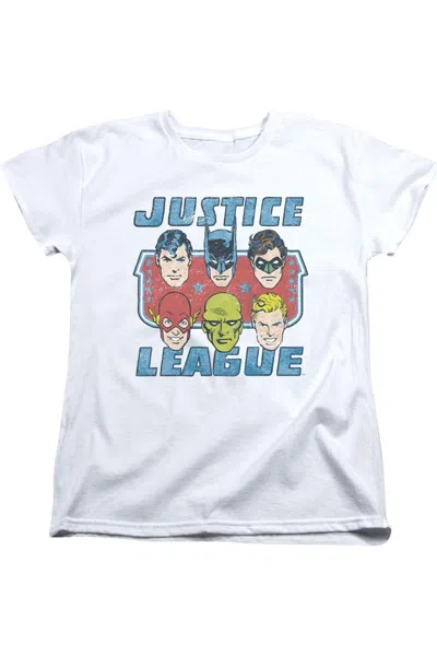Gildan Dc Comics Faces Of Justice Short Sleeve Womens Tee / T-shirt In White