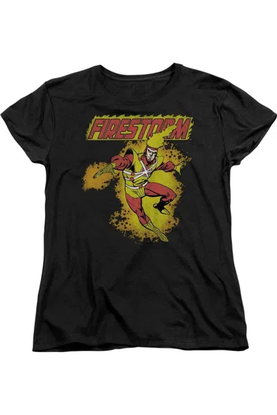 Gildan Dc Comics Firestorm Short Sleeve Womens Tee / T-shirt In Black