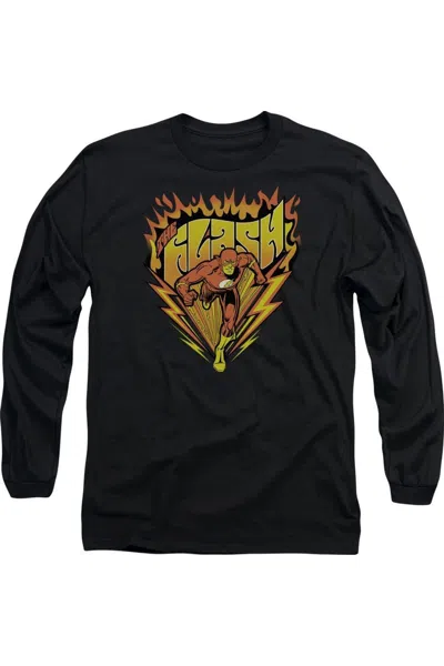 Gildan Dc Comics Flash Blazing Speed Long Sleeve Adult Tee / T-shirt In Black