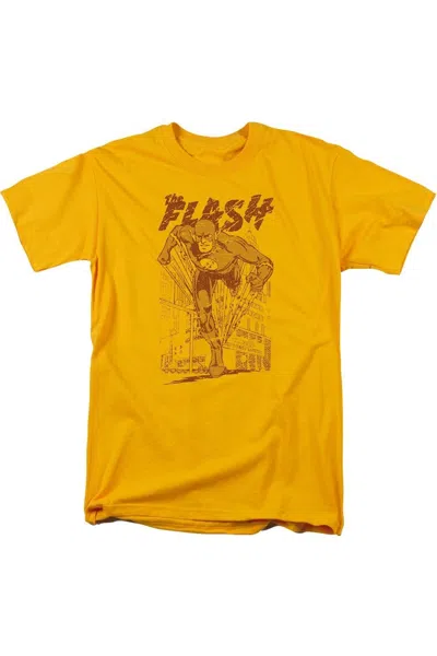 Gildan Dc Comics Flash Busting Out Short Sleeve Adult Tee / T-shirt In Gold