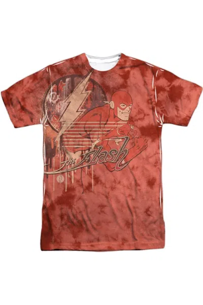 Gildan Dc Comics Flash Charge Ahead Short Sleeve Adult 100% Poly Crew Tee / T-shirt In Brown