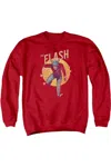 Gildan Dc Comics Flash Circle & Stars Adult Crewneck Sweatshirt In Red