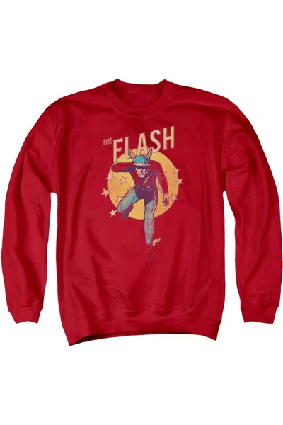 Gildan Dc Comics Flash Circle & Stars Adult Crewneck Sweatshirt In Red