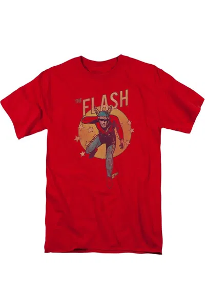 Gildan Dc Comics Flash Circle & Stars Short Sleeve Adult Tee / T-shirt In Red