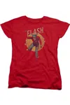 Gildan Dc Comics Flash Circle & Stars Short Sleeve Womens Tee / T-shirt In Red