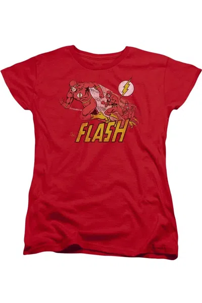 Gildan Dc Comics Flash Crimson Comet Short Sleeve Womens Tee / T-shirt In Red