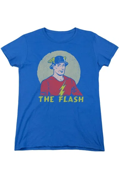 Gildan Dc Comics Flash Faded Circle Short Sleeve Womens Tee / T-shirt In Blue