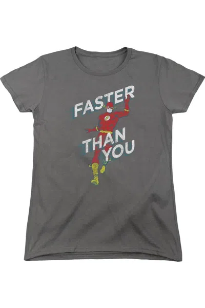 Gildan Dc Comics Flash Faster Than You Short Sleeve Womens Tee / T-shirt In Pink