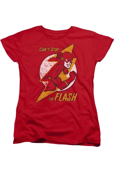 Gildan Dc Comics Flash Flash Bolt Short Sleeve Womens Tee / T-shirt In Red