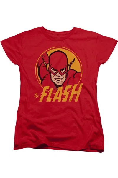 Gildan Dc Comics Flash Flash Circle Short Sleeve Womens Tee / T-shirt In Red