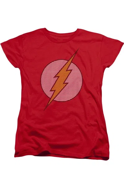Gildan Dc Comics Flash Flash Little Logos Short Sleeve Womens Tee / T-shirt In Red