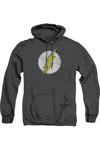 Gildan Dc Comics Flash Flash Logo Distressed Adult Heather Hoodie / Hooded Sweatshirt In Black