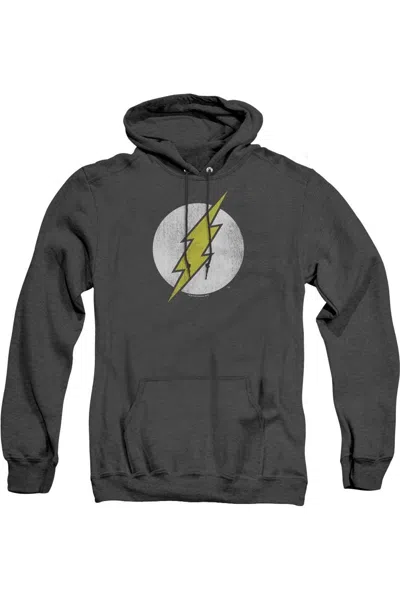 Gildan Dc Comics Flash Flash Logo Distressed Adult Heather Hoodie / Hooded Sweatshirt In Black