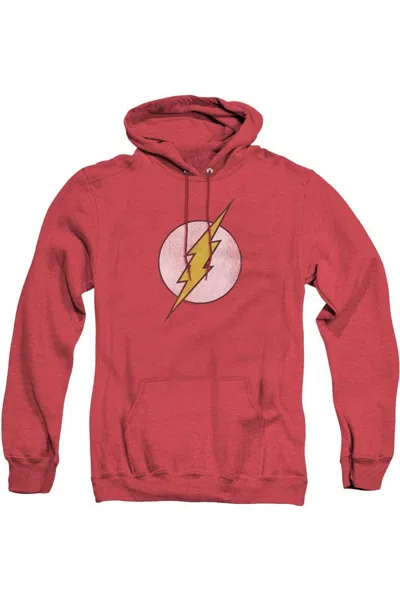Gildan Dc Comics Flash Flash Logo Distressed Adult Heather Hoodie / Hooded Sweatshirt In Red