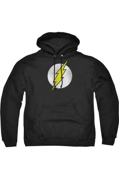 Gildan Dc Comics Flash Flash Logo Distressed Adult Pull Over Hoodie / Hooded Sweatshirt In Black
