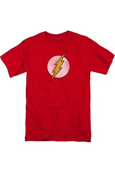 Gildan Dc Comics Flash Flash Logo Distressed Short Sleeve Adult Tee / T-shirt In Red