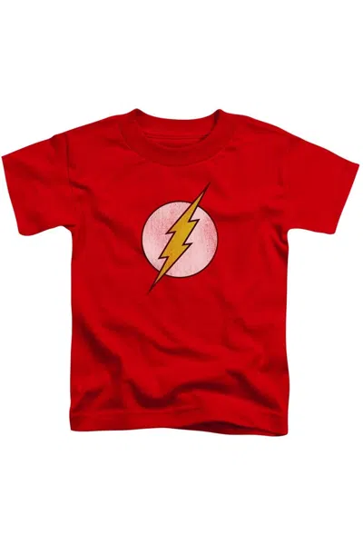 Gildan Kids' Dc Comics Flash Flash Logo Distressed Short Sleeve Juvenile Tee / T-shirt In Red