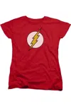 Gildan Dc Comics Flash Flash Logo Distressed Short Sleeve Women´s Tee / T-shirt In Red