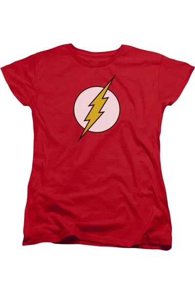 Gildan Dc Comics Flash Flash Logo Distressed Short Sleeve Women´s Tee / T-shirt In Red