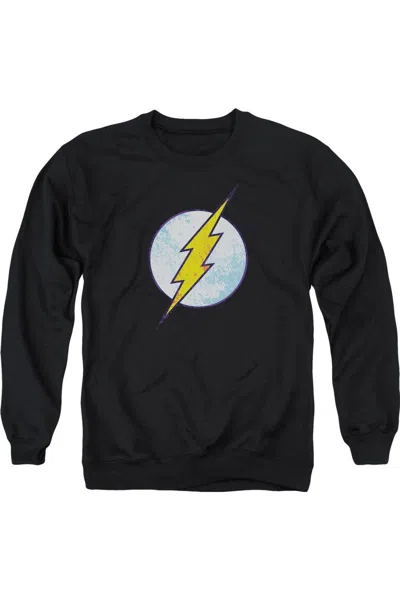 Gildan Dc Comics Flash Flash Neon Distress Logo Adult Crewneck Sweatshirt In Black