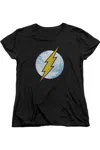 Gildan Dc Comics Flash Flash Neon Distress Logo Short Sleeve Womens Tee / T-shirt In Black