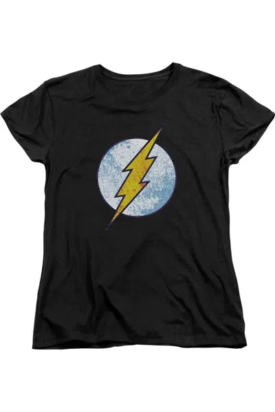 Gildan Dc Comics Flash Flash Neon Distress Logo Short Sleeve Womens Tee / T-shirt In Black