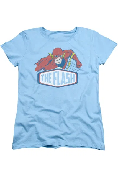 Gildan Dc Comics Flash Flash Sign Short Sleeve Womens Tee / T-shirt In Blue