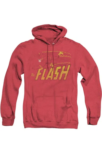 Gildan Dc Comics Flash Flash Speed Distressed Adult Heather Hoodie / Hooded Sweatshirt In Red