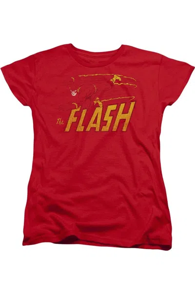Gildan Dc Comics Flash Flash Speed Distressed Short Sleeve Womens Tee / T-shirt In Red