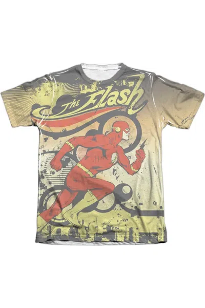 Gildan Dc Comics Flash Just Passing Through Adult 65/35 Poly/cotton Short Sleeve Tee / T-shirt In White