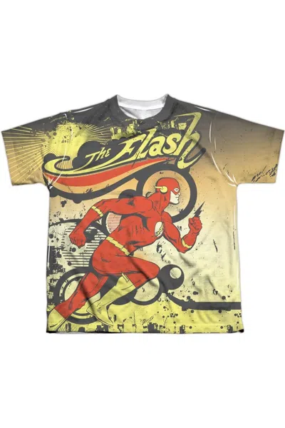 Gildan Kids' Dc Comics Flash Just Passing Through Short Sleeve Youth Poly Crew Tee / T-shirt In Green