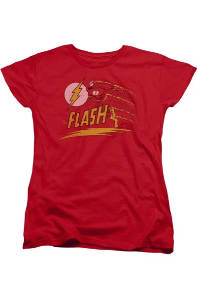Gildan Dc Comics Flash Like Lightning Short Sleeve Womens Tee / T-shirt In Red