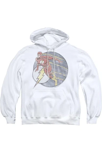 Gildan Dc Comics Flash Retro Flash Iron On Adult Pull Over Hoodie / Hooded Sweatshirt In White