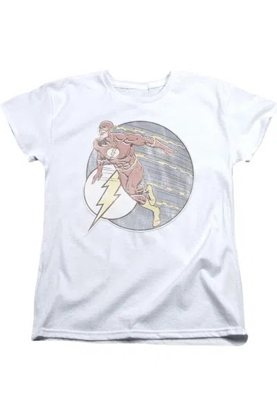 Gildan Dc Comics Flash Retro Flash Iron On Short Sleeve Womens Tee / T-shirt In White