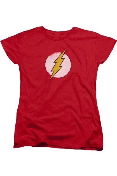 GILDAN DC COMICS FLASH ROUGH FLASH LOGO SHORT SLEEVE WOMENS TEE / T-SHIRT