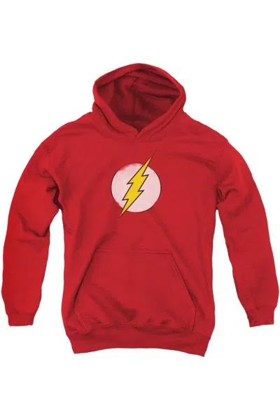 Gildan Kids' Dc Comics Flash Flash Logo Distressed Youth Pull Over Hoodie / Hooded Sweatshirt In Red