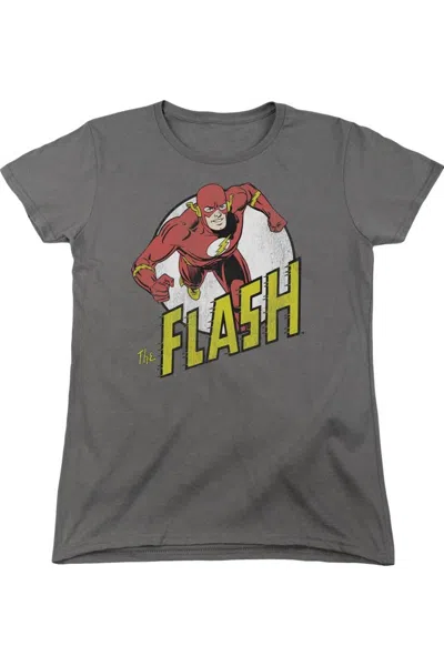 Gildan Dc Comics Flash Run Flash Run Short Sleeve Womens Tee / T-shirt In Gray