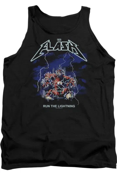 Gildan Dc Comics Flash Run The Lightning Adult Tank Top In Black