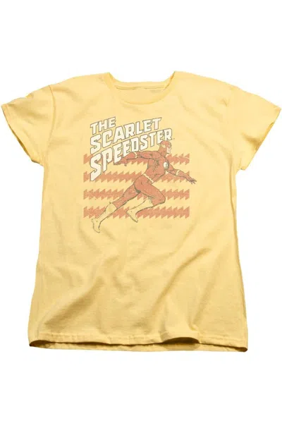 Gildan Dc Comics Flash Scarlet Speedster Short Sleeve Womens Tee / T-shirt In Yellow