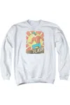 Gildan Dc Comics Flash Tattered Poster Adult Crewneck Sweatshirt In White