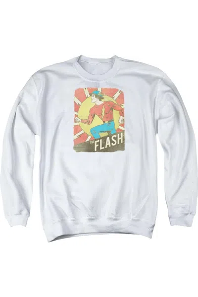 Gildan Dc Comics Flash Tattered Poster Adult Crewneck Sweatshirt In White