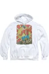 Gildan Dc Comics Flash Tattered Poster Adult Pull Over Hoodie / Hooded Sweatshirt In White