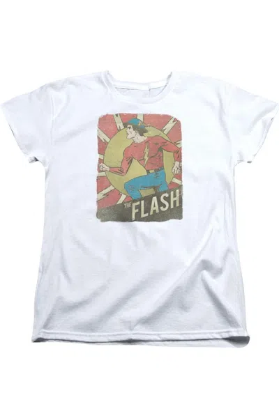 Gildan Dc Comics Flash Tattered Poster Short Sleeve Womens Tee / T-shirt In White