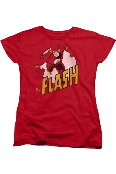 Gildan Dc Comics Flash The Flash Short Sleeve Womens Tee / T-shirt In Red