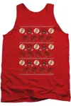 Gildan Dc Comics Flash The Flash Ugly Christmas Sweater Adult Tank Top In Red