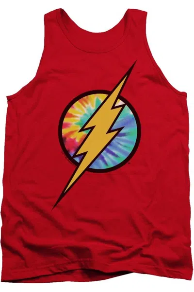 Gildan Dc Comics Flash Tie Dye Flash Logo Adult Tank Top In Red