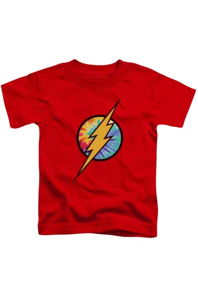 Gildan Kids' Dc Comics Flash Tie Dye Flash Logo Short Sleeve Juvenile Tee / T-shirt In Red